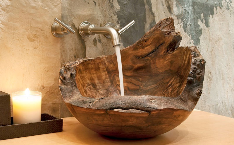 A petrified wood sink will give a unique feeling to your bathroom reno