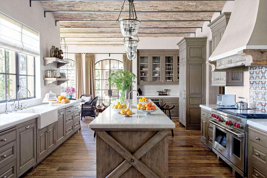 A farmouse kitchen brings a taste of countryside with a rustic feeling.