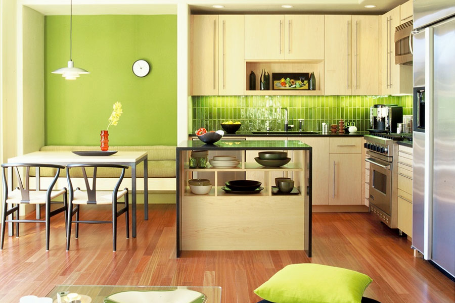 Greenery in the kitchen creates a feeling of freshness